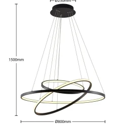 Lucande Pendellamper|Pendellamper > LED-pendellampe Ezana, sort, metal, Ø 80 cm