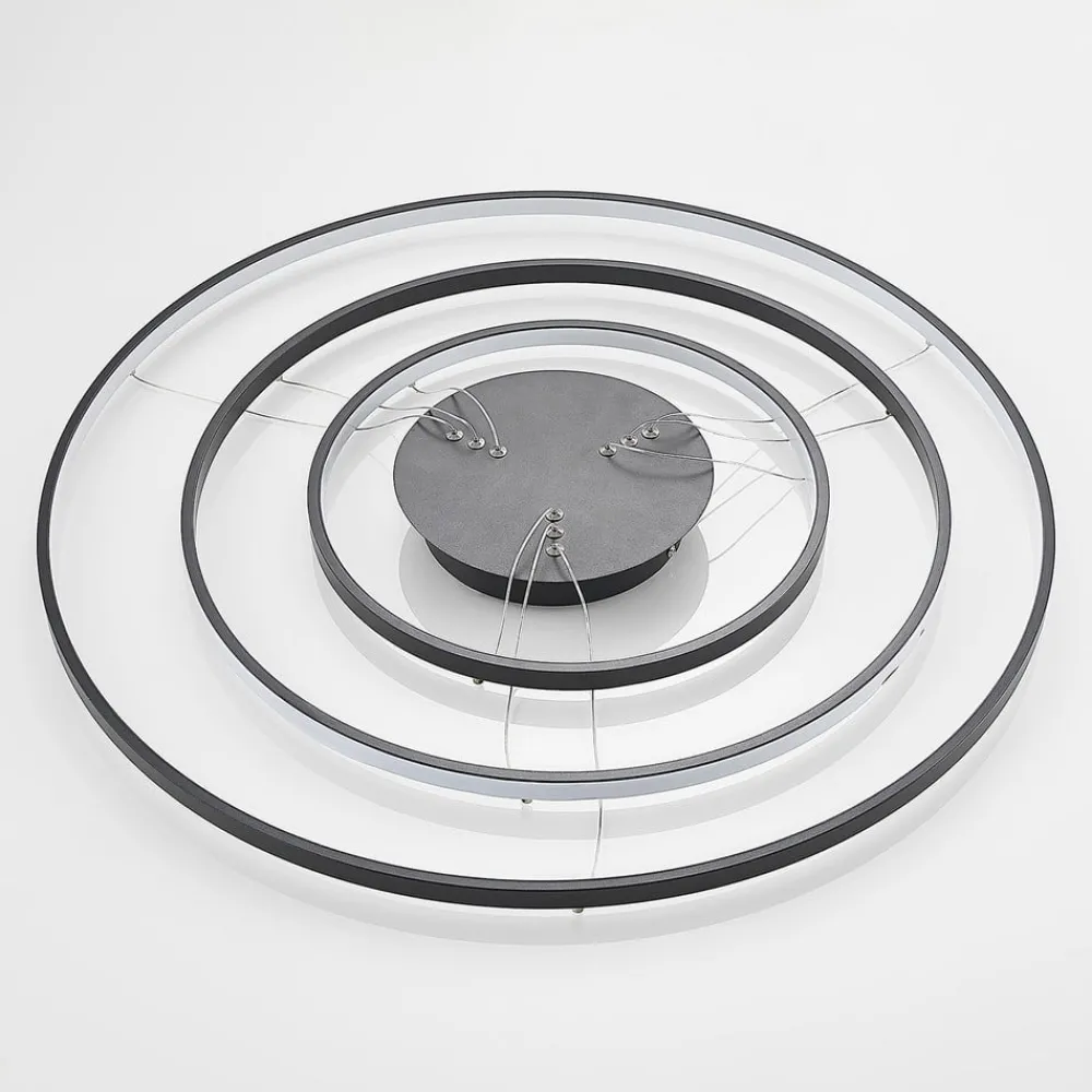 Lucande Pendellamper|Pendellamper > LED-pendellampe Ezana, sort, metal, Ø 80 cm