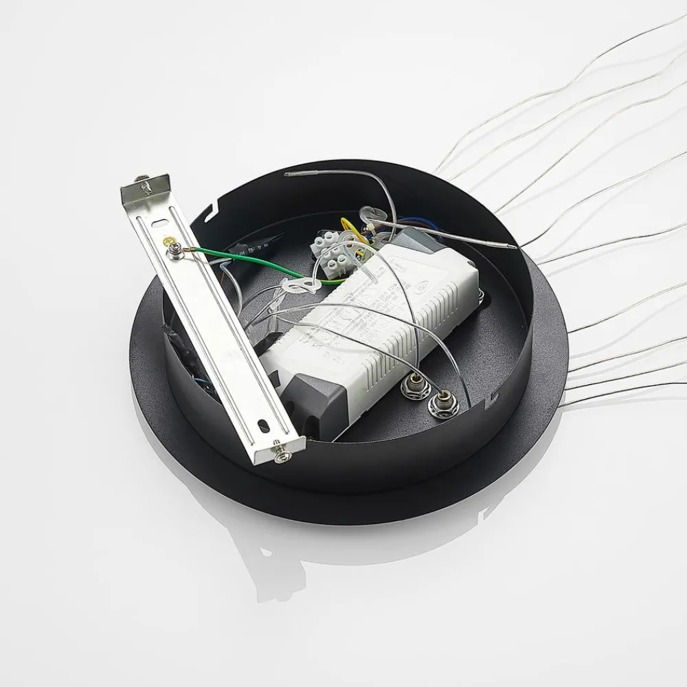 Lucande Pendellamper|Pendellamper > LED-pendellampe Ezana, sort, metal, Ø 80 cm
