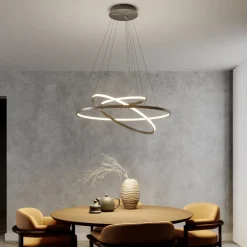 Lucande Pendellamper|Pendellamper > LED-pendellampe Ezana, nikkel, metal, Ø 80 cm