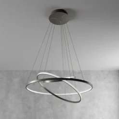 Lucande Pendellamper|Pendellamper > LED-pendellampe Ezana, nikkel, metal, Ø 80 cm