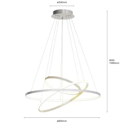 Lucande Pendellamper|Pendellamper > LED-pendellampe Ezana, nikkel, metal, Ø 80 cm