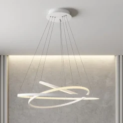 Lucande Pendellamper|Pendellamper > LED-pendellampe Ezana, hvid, metal, Ø 80 cm