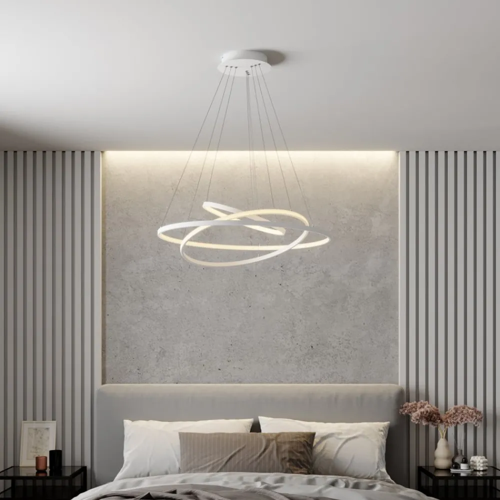Lucande Pendellamper|Pendellamper > LED-pendellampe Ezana, hvid, metal, Ø 80 cm