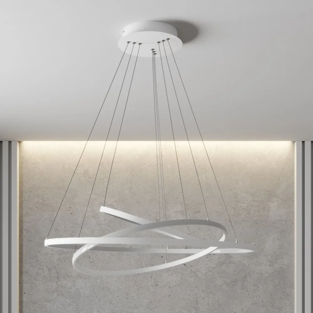 Lucande Pendellamper|Pendellamper > LED-pendellampe Ezana, hvid, metal, Ø 80 cm