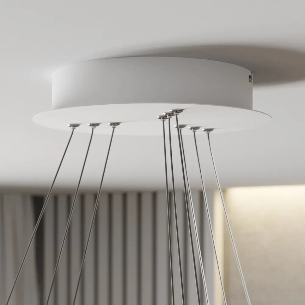 Lucande Pendellamper|Pendellamper > LED-pendellampe Ezana, hvid, metal, Ø 80 cm