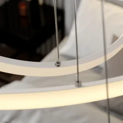 Lucande Pendellamper|Pendellamper > LED-pendellampe Ezana, hvid, metal, Ø 80 cm