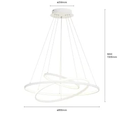 Lucande Pendellamper|Pendellamper > LED-pendellampe Ezana, hvid, metal, Ø 80 cm