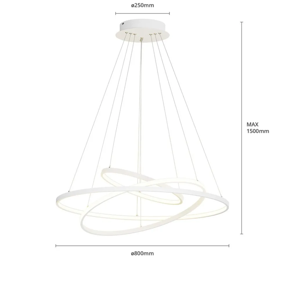 Lucande Pendellamper|Pendellamper > LED-pendellampe Ezana, hvid, metal, Ø 80 cm
