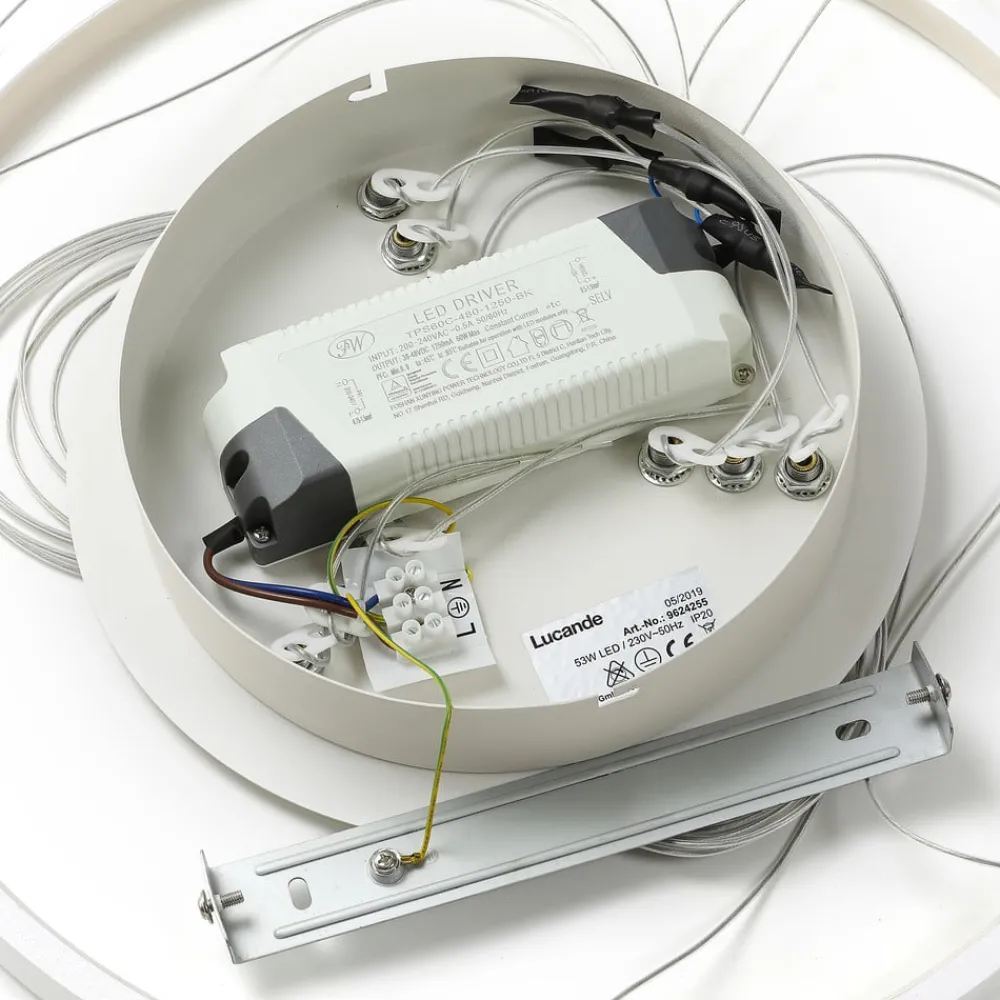 Lucande Pendellamper|Pendellamper > LED-pendellampe Ezana, hvid, metal, Ø 80 cm