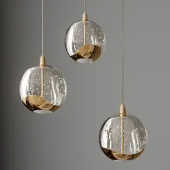 Lucande Pendellamper|Pendellamper > LED-pendellampe Hayley, Ø 25 cm, 3 lyskilder, guld, glas