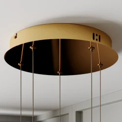 Lucande Pendellamper|Pendellamper > LED-pendellampe Hayley, Ø 30 cm, 5 lyskilder, guld, glas
