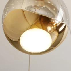 Lucande Pendellamper|Pendellamper > LED-pendellampe Hayley, Ø 30 cm, 5 lyskilder, guld, glas