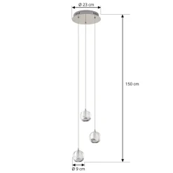 Pendellamper|Pendellamper ^ Lucande LED-pendellampe Hayley, Ø 25 cm, 3 lyskilder, krom, glas