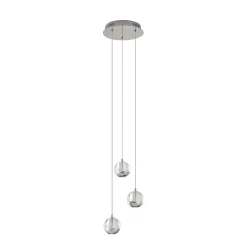 Pendellamper|Pendellamper ^ Lucande LED-pendellampe Hayley, Ø 25 cm, 3 lyskilder, krom, glas