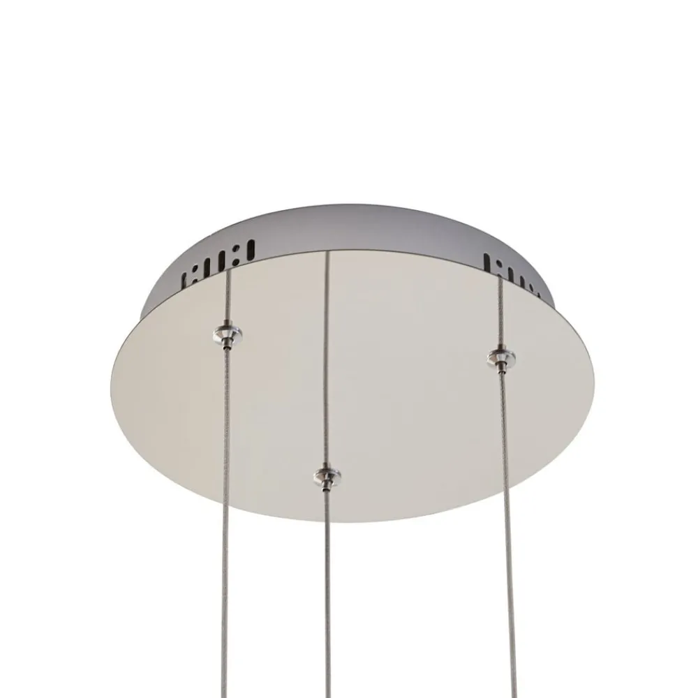 Pendellamper|Pendellamper ^ Lucande LED-pendellampe Hayley, Ø 25 cm, 3 lyskilder, krom, glas