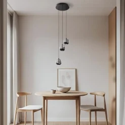 Lucande Pendellamper|Pendellamper > LED-pendellampe Hayley, sort, 3 lyskilder, glas