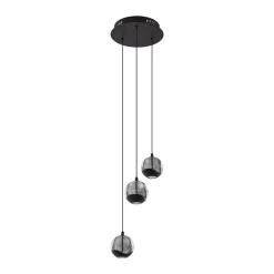 Lucande Pendellamper|Pendellamper > LED-pendellampe Hayley, sort, 3 lyskilder, glas