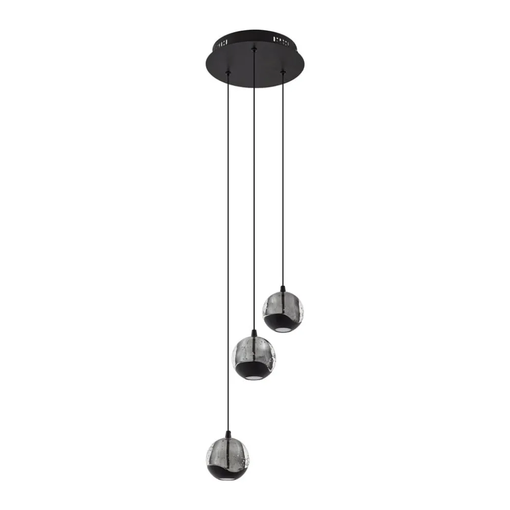 Lucande Pendellamper|Pendellamper > LED-pendellampe Hayley, sort, 3 lyskilder, glas
