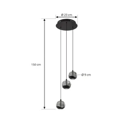 Lucande Pendellamper|Pendellamper > LED-pendellampe Hayley, sort, 3 lyskilder, glas