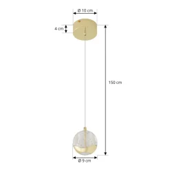 Lucande Pendellamper > LED-pendellampe Hayley, Ø 9 cm, guldfarvet, glas
