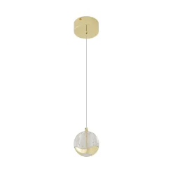 Lucande Pendellamper > LED-pendellampe Hayley, Ø 9 cm, guldfarvet, glas