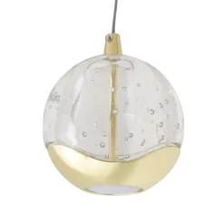 Lucande Pendellamper > LED-pendellampe Hayley, Ø 9 cm, guldfarvet, glas