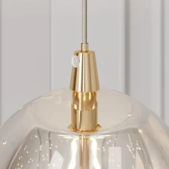 Lucande Pendellamper > LED-pendellampe Hayley, Ø 9 cm, guldfarvet, glas