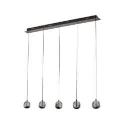 Pendellamper ^ Lucande LED-pendellampe Hayley, sort, 5 lyskilder, aflang