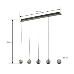 Pendellamper ^ Lucande LED-pendellampe Hayley, sort, 5 lyskilder, aflang