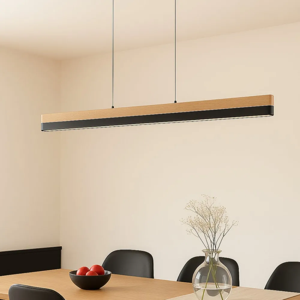 Lucande Pendellamper|Pendellamper > LED-pendellampe Holven, træ, CCT, længde 113 cm