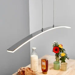 Arbejdsrum/Kontor|Pendellamper ^ Lucande LED-pendellampe Lorian, 99 cm, krom, metal