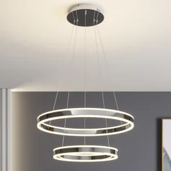 Lucande Pendellamper|Pendellamper > LED-pendellampe Lyani, 60 cm, 2 lyskilder, krom, dæmpbar