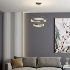 Lucande Pendellamper|Pendellamper > LED-pendellampe Lyani, 60 cm, 2 lyskilder, krom, dæmpbar