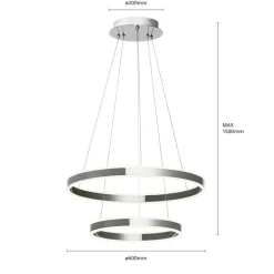 Lucande Pendellamper|Pendellamper > LED-pendellampe Lyani, 60 cm, 2 lyskilder, krom, dæmpbar