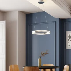 Pendellamper ^ Lucande LED-pendellampe Lyani, Ø 50 cm, krom, dæmpbar