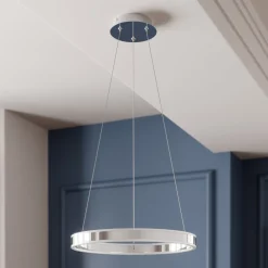 Pendellamper ^ Lucande LED-pendellampe Lyani, Ø 50 cm, krom, dæmpbar