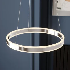 Pendellamper ^ Lucande LED-pendellampe Lyani, Ø 50 cm, krom, dæmpbar