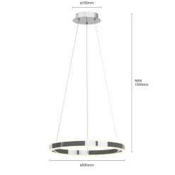 Pendellamper ^ Lucande LED-pendellampe Lyani, Ø 50 cm, krom, dæmpbar