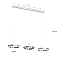 Lucande Pendellamper > LED-pendellampe Lyani, 115 cm, 3 lyskilder, krom, dæmpbar