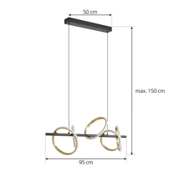Pendellamper ^ Lucande LED-pendel Madu, sort, metal, 92,5 cm lang