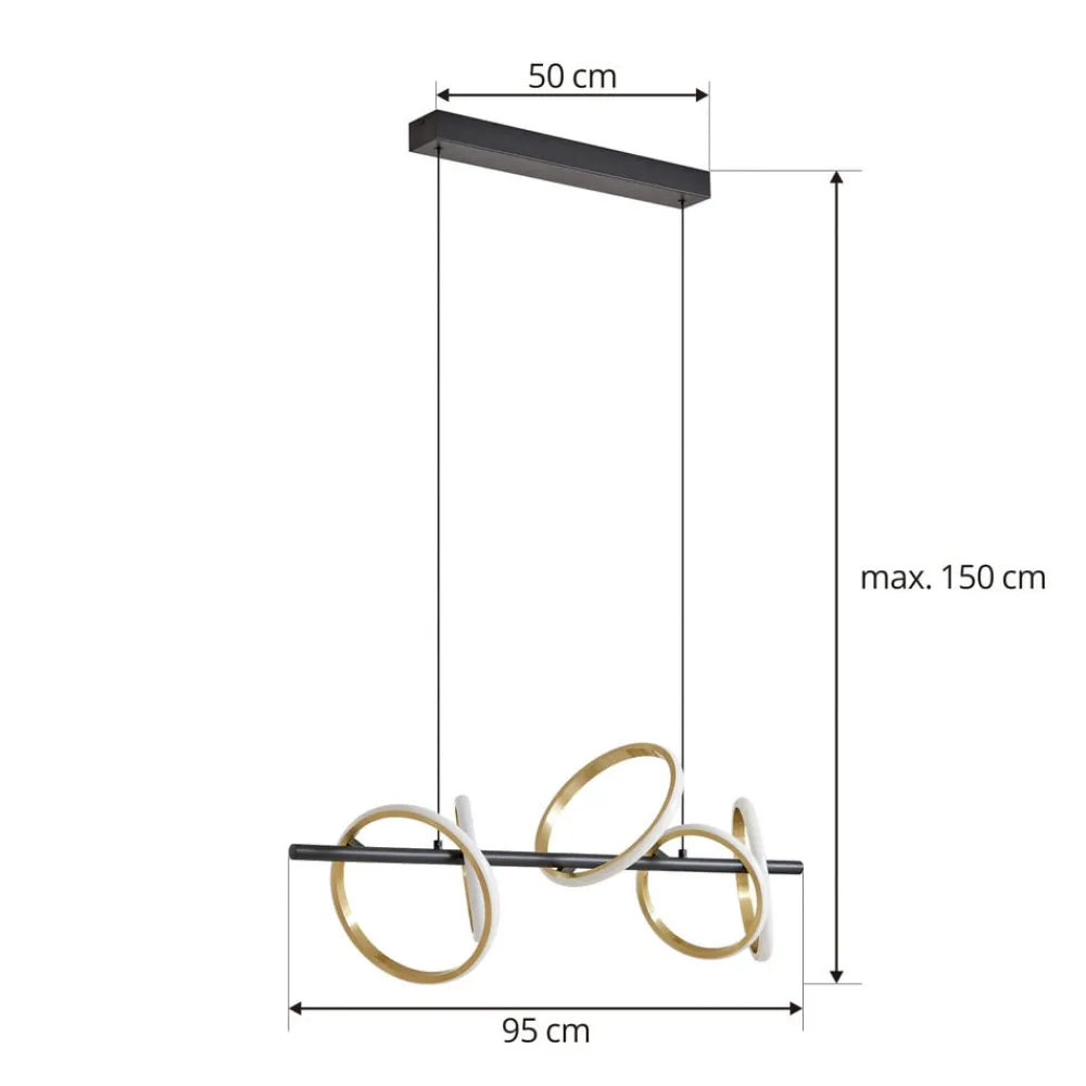 Pendellamper ^ Lucande LED-pendel Madu, sort, metal, 92,5 cm lang
