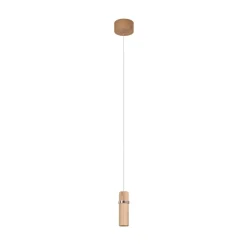 Pendellamper ^ Lucande LED-pendel Nojus, træ, op/ned, Ø 6 cm