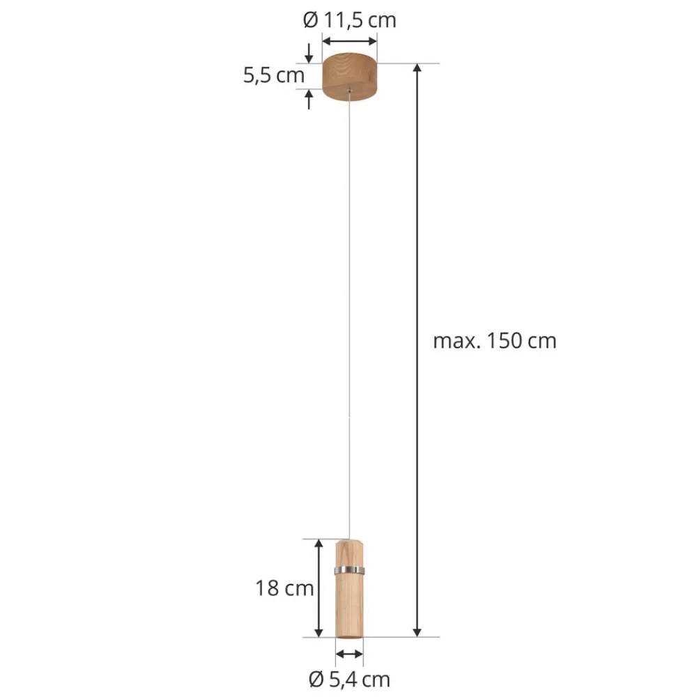 Pendellamper ^ Lucande LED-pendel Nojus, træ, op/ned, Ø 6 cm
