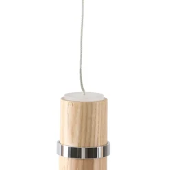 Pendellamper ^ Lucande LED-pendel Nojus, træ, op/ned, Ø 6 cm