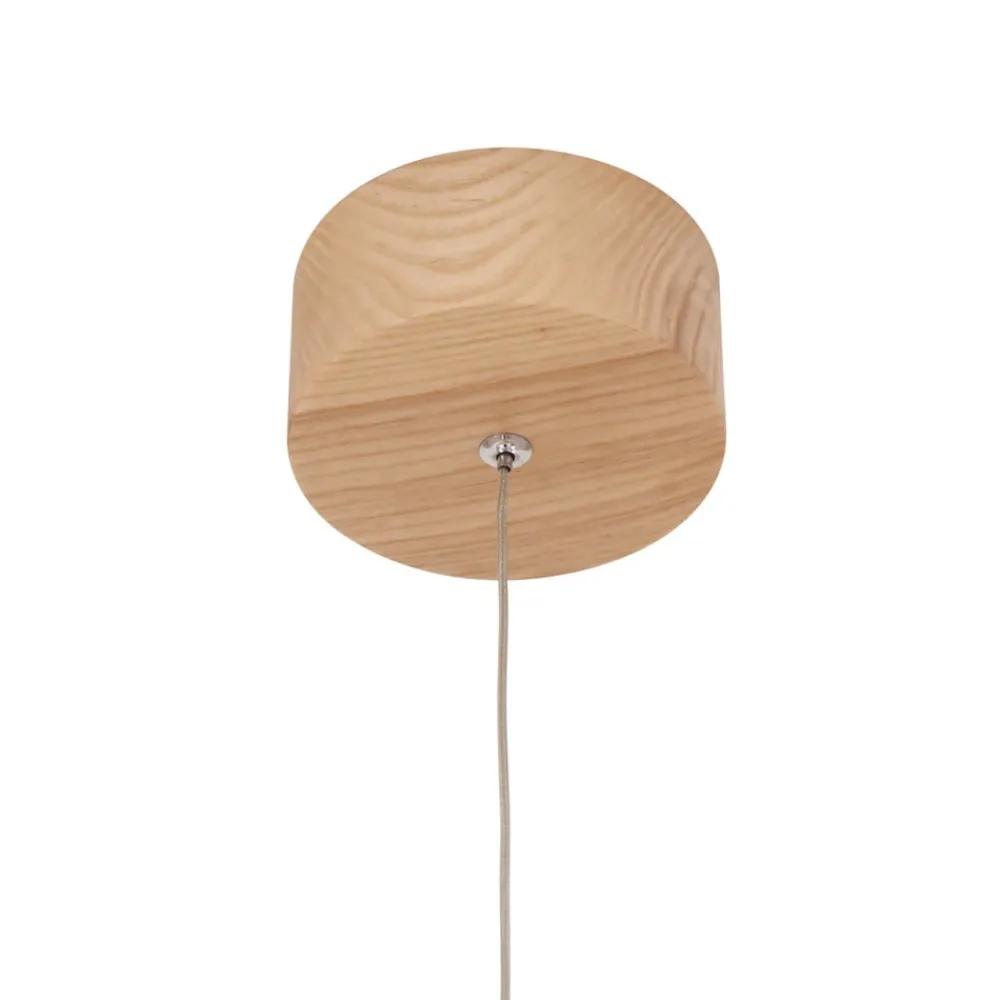 Pendellamper ^ Lucande LED-pendel Nojus, træ, op/ned, Ø 6 cm
