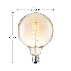Lucande Dæmpbar Led-Pære|Filament Pære > LED-pære E27 G125 4W 2.700K dæmpbar ravfarvet