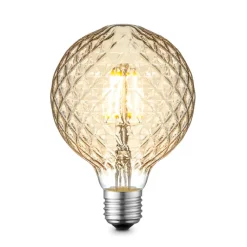 Dæmpbar Led-Pære|Filament Pære ^ Lucande LED-pære E27 G95 4 W 2.700 K dæmp, ravgul