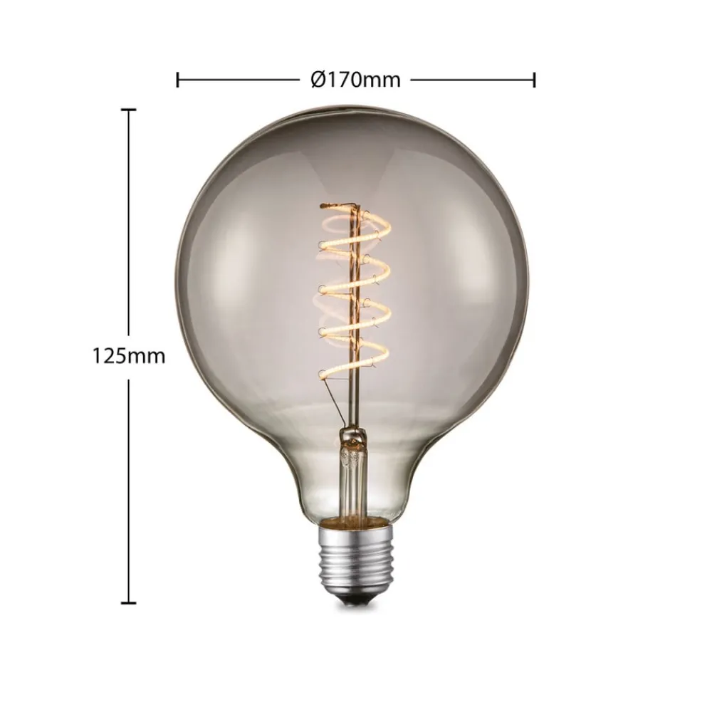 Lucande Dæmpbar Led-Pære|Led Pærer > LED-pære E27 G125 4 W smoke 1.800 K dæmpbar