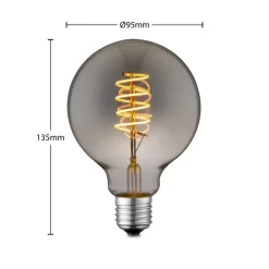 Lucande Dæmpbar Led-Pære|Filament Pære > LED-pære E27 G95 4W smoke 1.800K dæmpbar